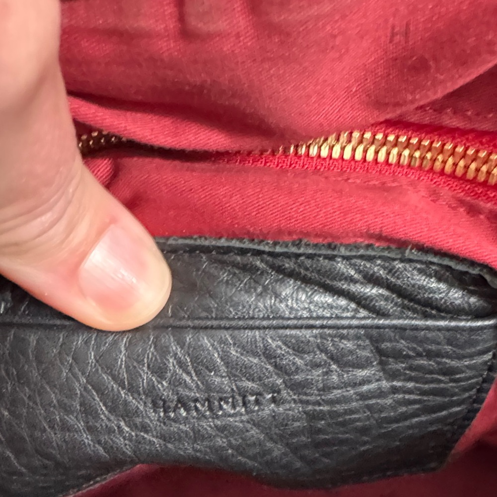Hammitt Black Leather Shoulder Bag with Red Zipper - Picture 7 of 12